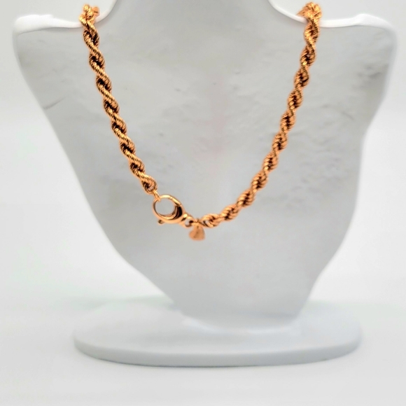 Bronzo Italia Rose Gold Chunky Rope Chain Necklace and Bracelet Set - Picture 9 of 12